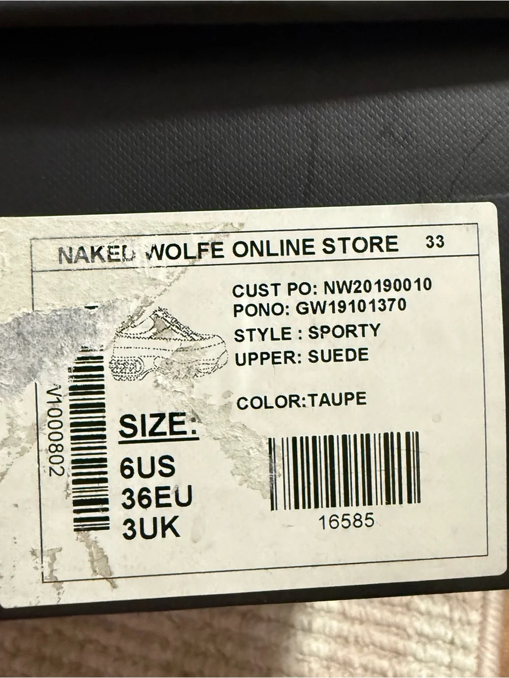Naked Wolfe sporty taupe suede US 6
